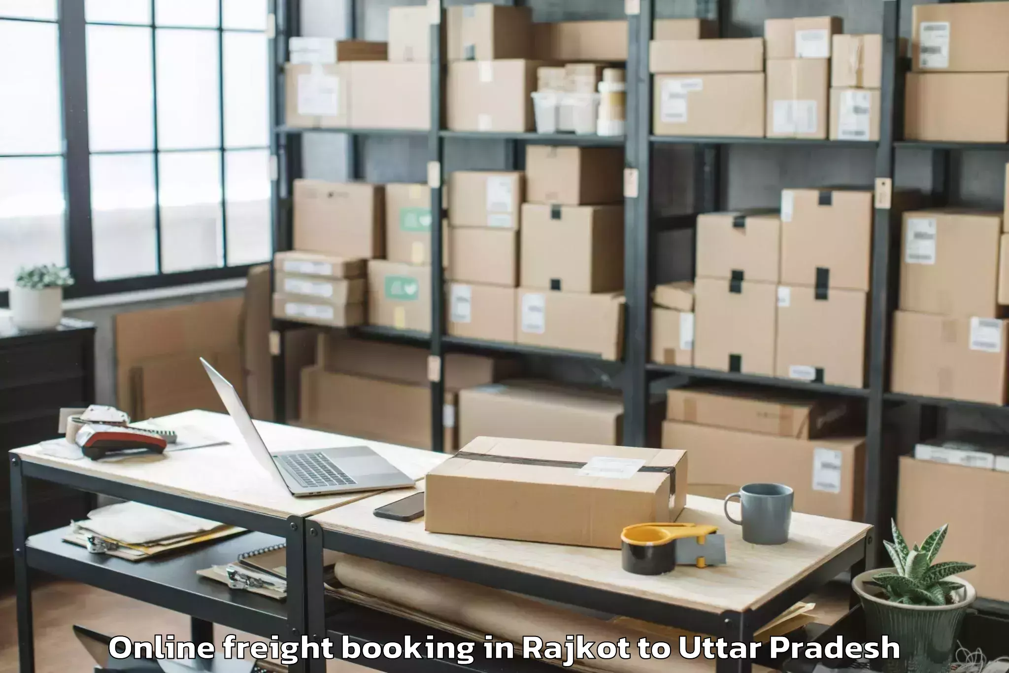 Top Rajkot to Vrindavan Online Freight Booking Available